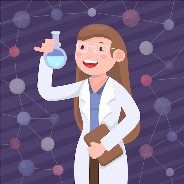 Free Vector Female scientist working illustrated