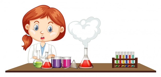 Female scientist working in the lab Free Vector