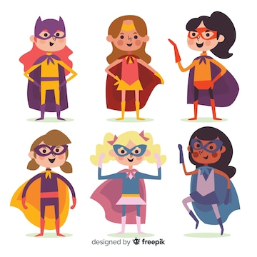 Free Vector | Female superhero character collection with flat design