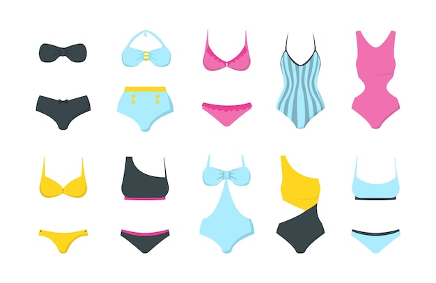 Premium Vector | Female swimwear collection