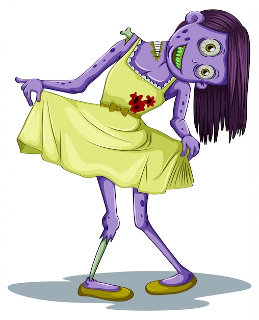 Premium Vector | A female zombie wearing a dress