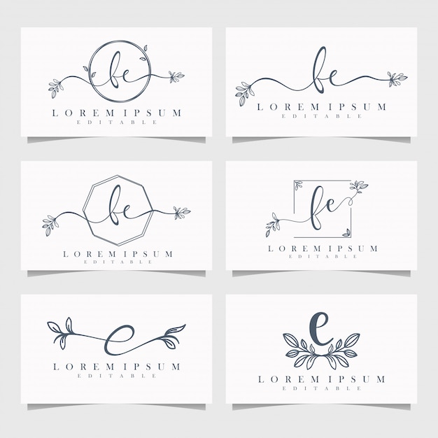 Download Feminine floral logo editable Vector | Premium Download