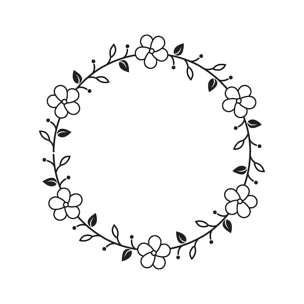 Premium Vector | Feminine flower florist wedding line frame ornament