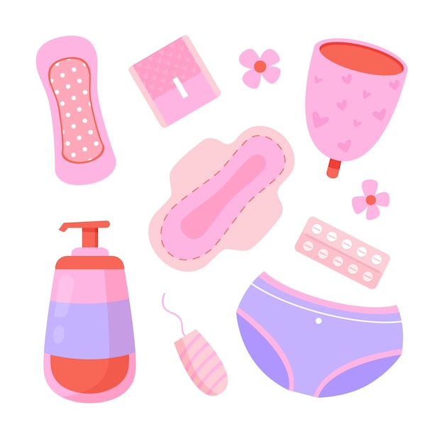 Free Vector | Feminine hygiene products illustrated set