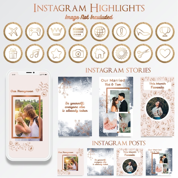 Feminine instagram social media post with logo design Premium Vector