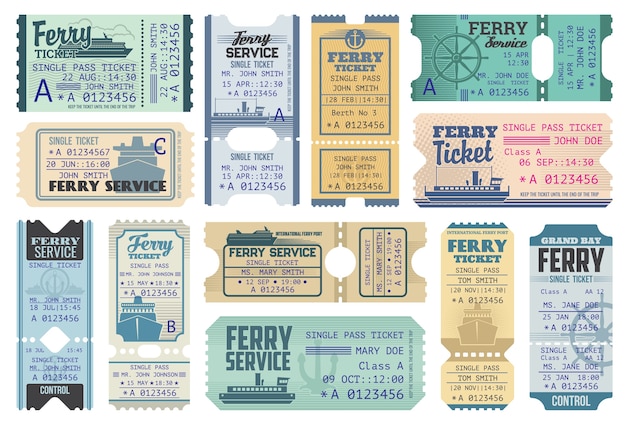 Premium Vector Ferry Tickets For Ocean And Sea Cruise