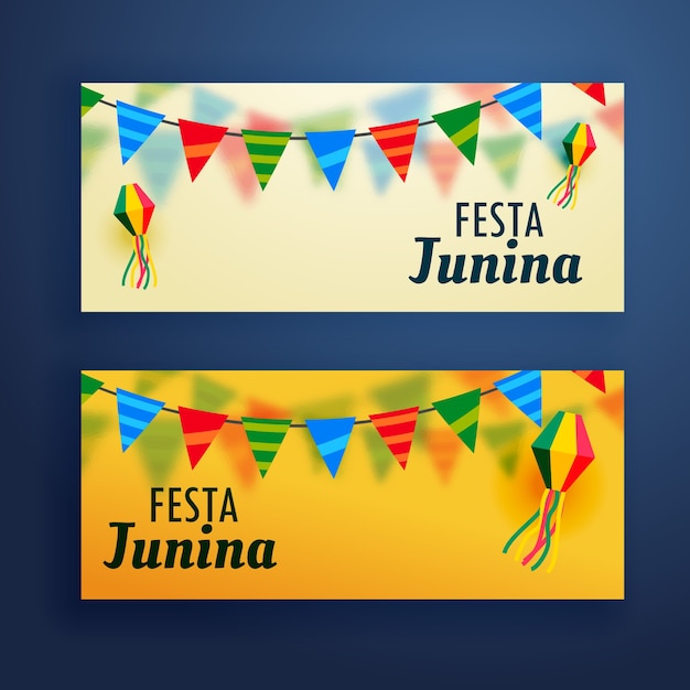 Festa junina banners with garlands