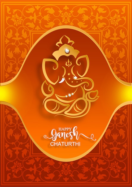 Festival of ganesh chaturthi with golden shiny lord ganesha patterned ...