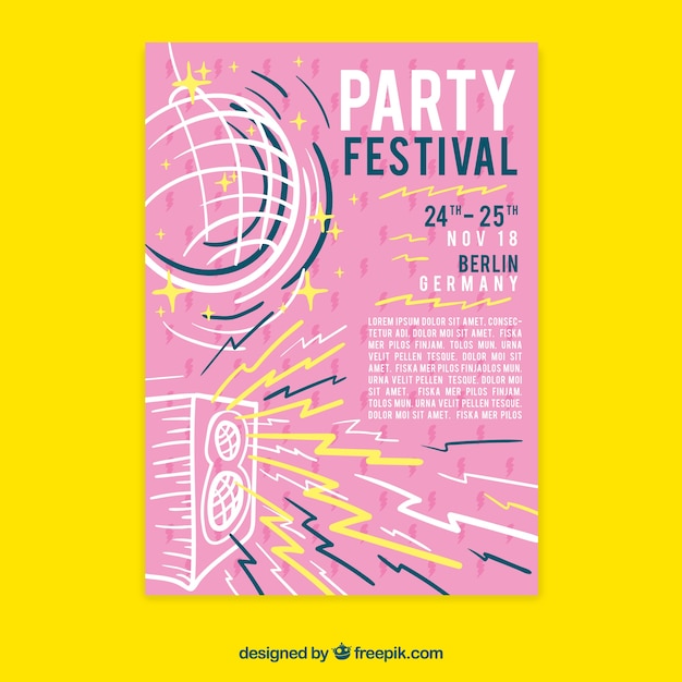 Free Vector | Festival poster templatewith hand drawn style