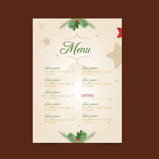 Free Vector Festive christmas menu template