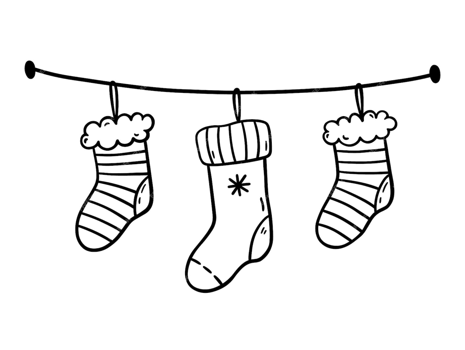 Premium Vector | Festive decoration with hanging christmas socks ...