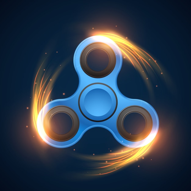 Fidget spinner with neon light spinning effect vector illustration Premium Vector
