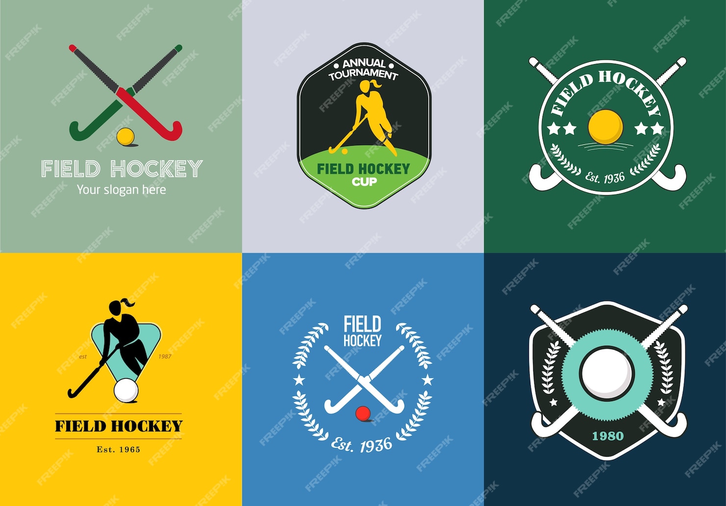 Premium Vector Field Hockey Logo Set