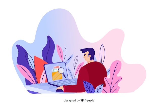 File searching concept for landing page Free Vector