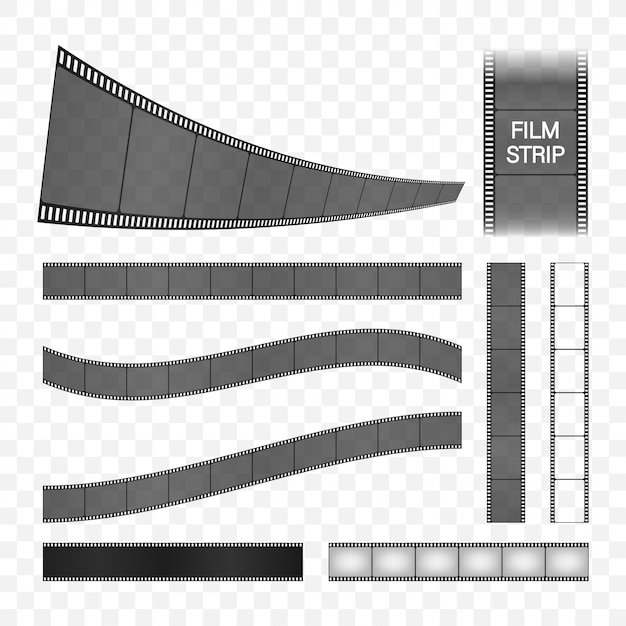 プレミアムベクター フィルムストリップコレクション シネマフレーム レトロなフィルムストリップ あらゆる目的に最適なデザイン ストックイラスト