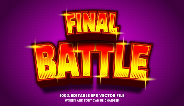 Premium Vector | Final battle 3d editable text style effect