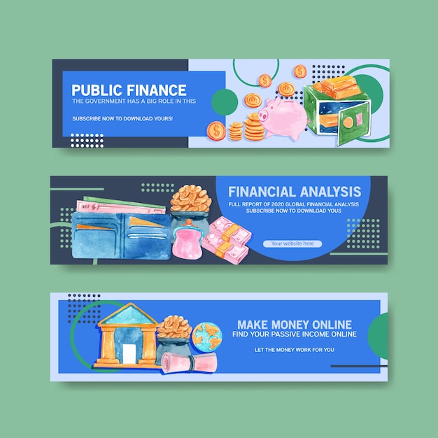 Free Vector | Finance banner design with currency,business,banking and ...