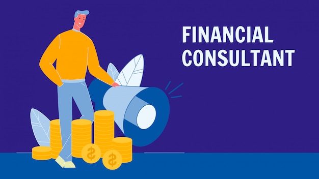Financial consultant flat vector banner with text Premium Vector