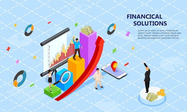 Financial solutions landing page Premium Vector