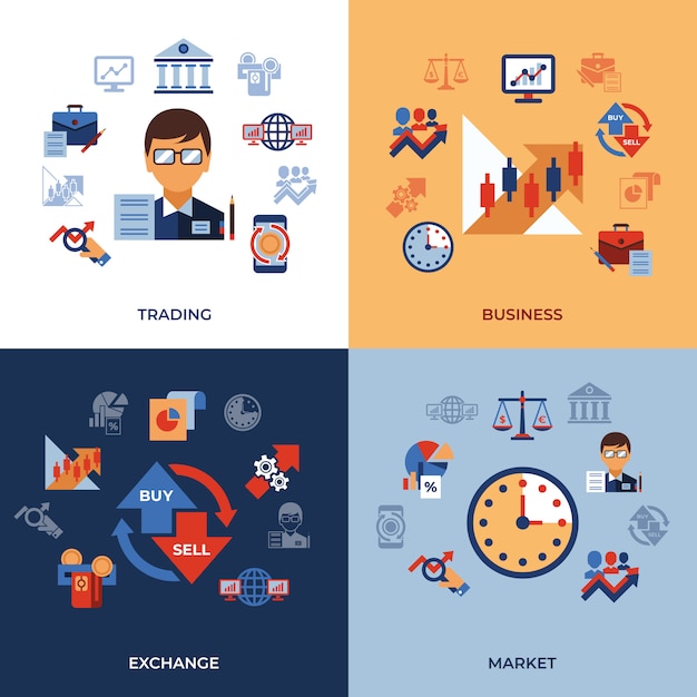 Premium Vector | Financial trading and markets icons collection