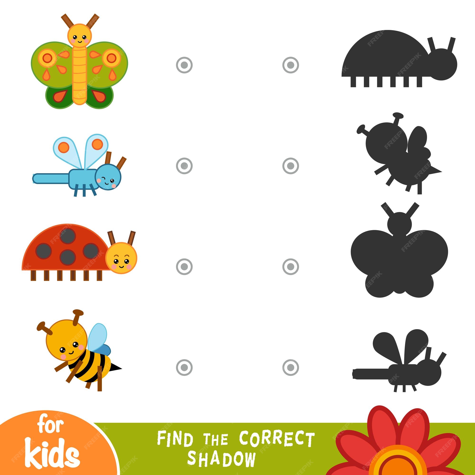 Premium Vector | Find the correct shadow education game for children ...