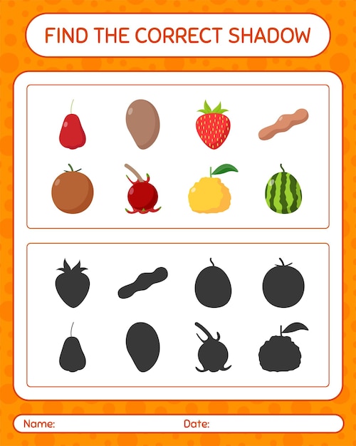 Premium Vector | Find the correct shadows game with fruits. worksheet ...