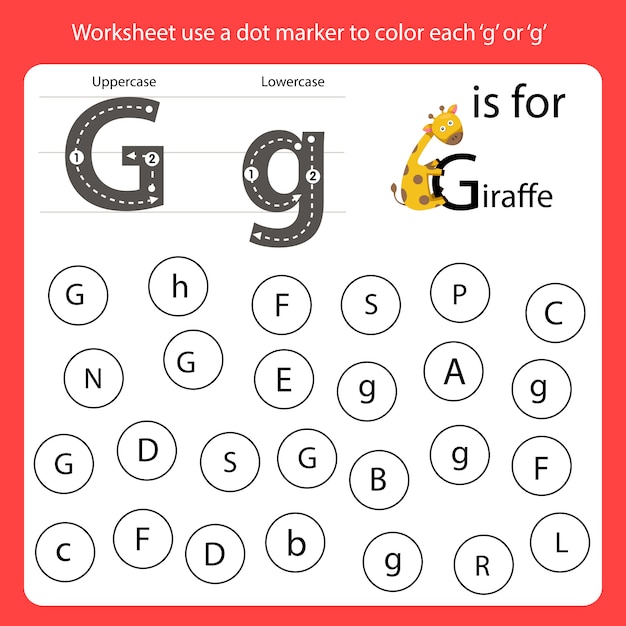 Premium Vector Find The Letter Worksheet Use A Dot Marker To Color Each G