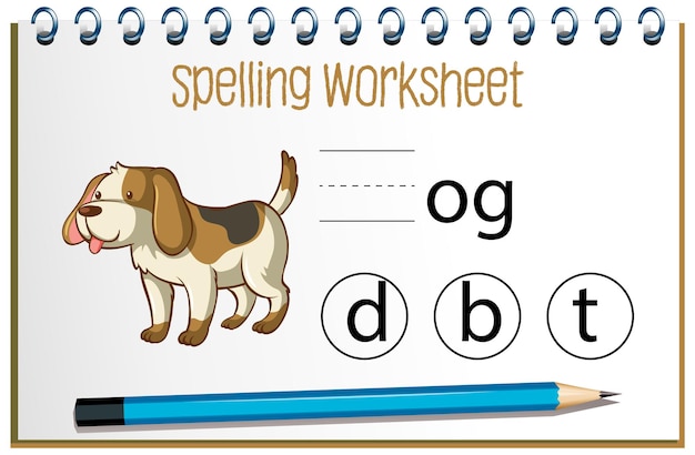 Free Vector | Find missing letter with dog