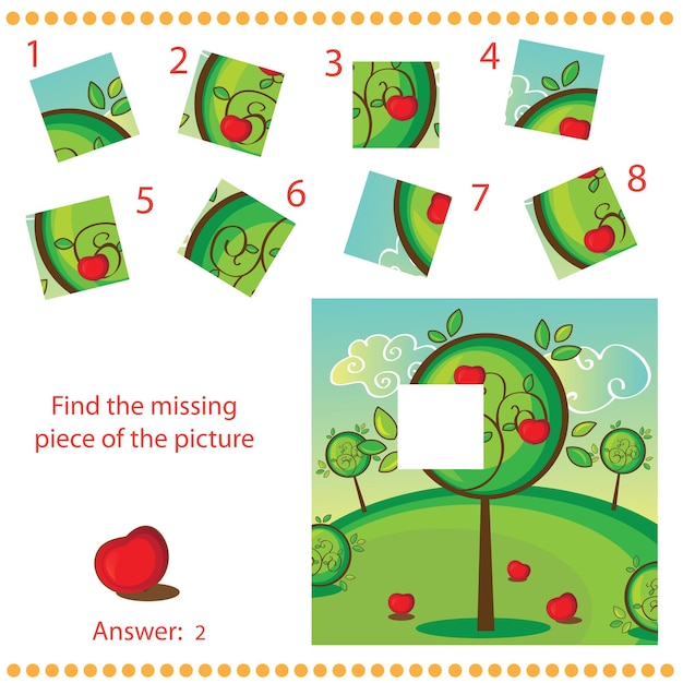 Premium Vector | Find Missing Piece - Puzzle Game For Children With ...