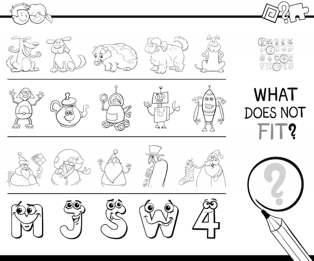 Finding picture that does not fit in a row Premium Vector
