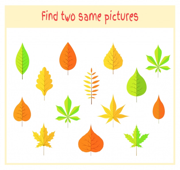 Premium Vector | Finding two exactly the same pictures educational ...