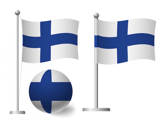 ポールとボールのアイコンにフィンランドの国旗 プレミアムベクター