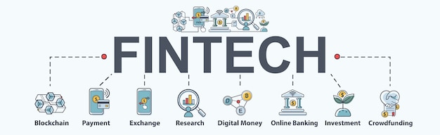 Fintech -financial technology banner web icon set ...