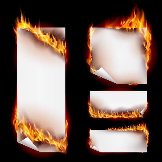 Fire banner collection Premium Vector