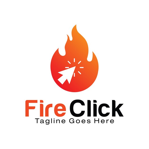 Premium Vector | Fire click logo design template