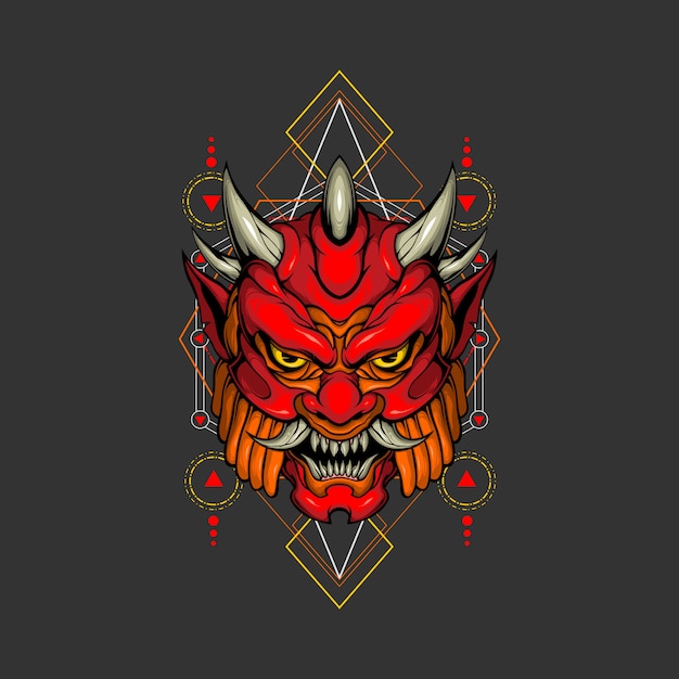 Premium Vector | Fire demon sacred geometry