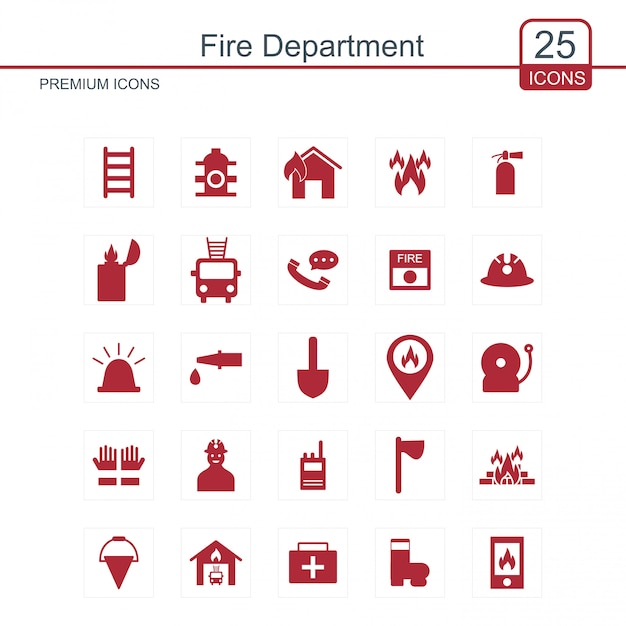 Premium Vector | Fire department icons set