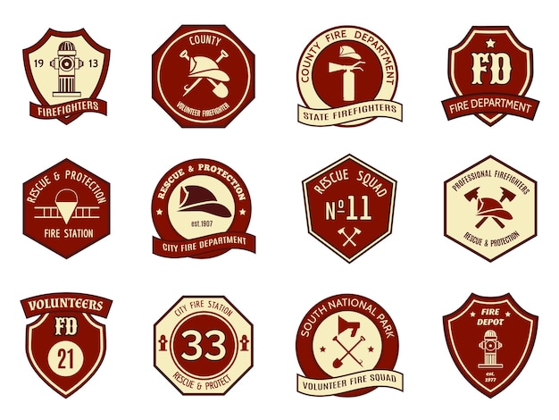 Free Vector | Fire department logo and badges set. symbol protection