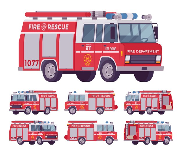 Fire engine set Vector | Premium Download