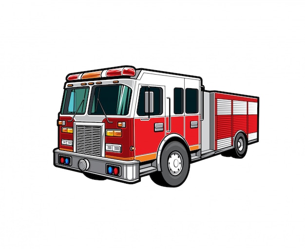 消防車 消防士の消防車 プレミアムベクター