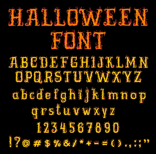 Download Fire halloween font or type Premium Vector.