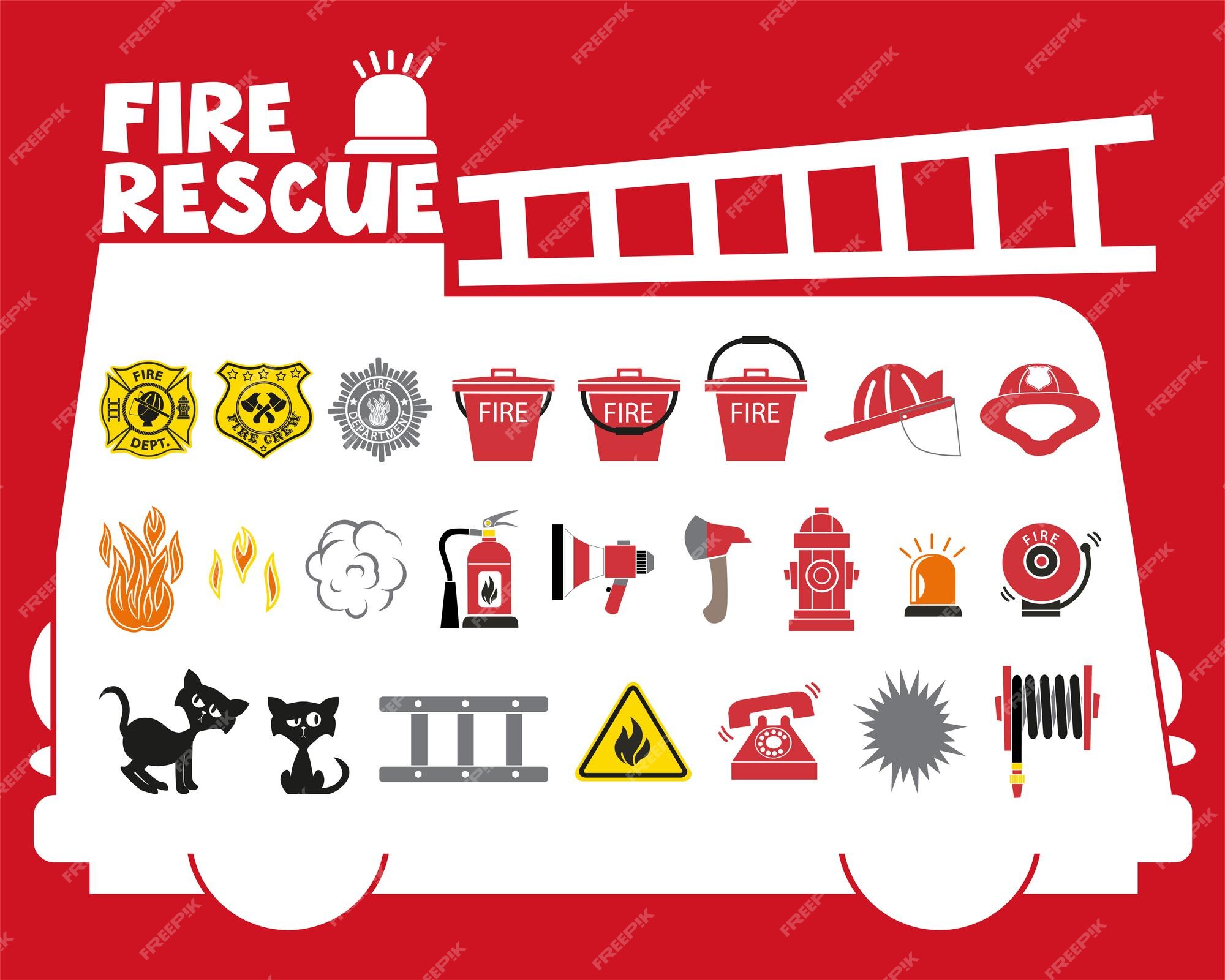 Premium Vector | Fire and rescue icon illustration with comic style ...