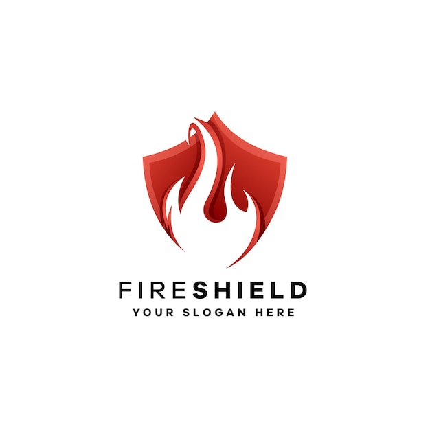 Premium Vector | Fire shield gradient logo template with red colors