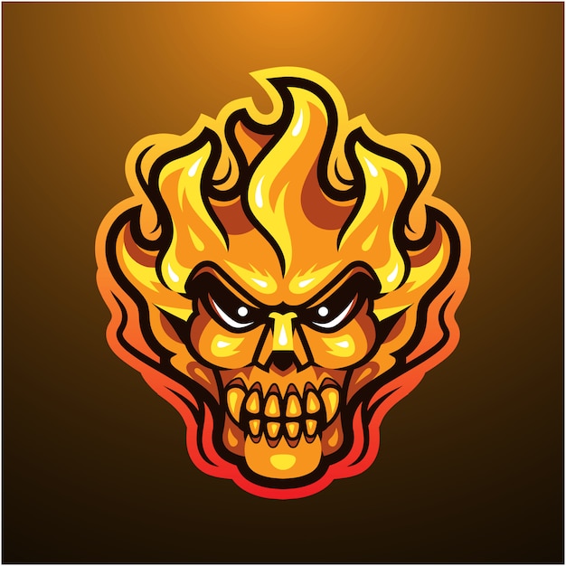 Premium Vector | Fire skull head mascot logo