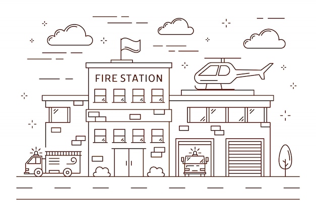 Fire station building. | Premium Vector