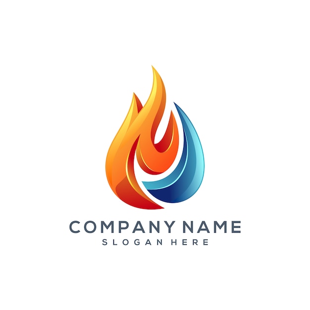 Fire water logo design Premium Vector