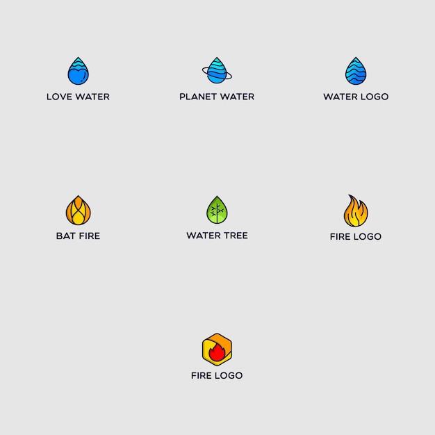 Fire and water logo pack Vector | Premium Download