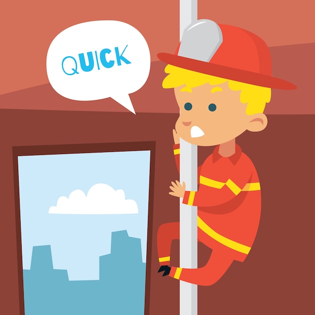 Premium Vector | Firefighter cartoon kid illustration