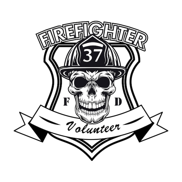 Free Vector | Firefighter volunteer logo with skull vector ...