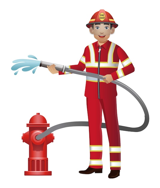 Premium Vector | Firefighter with different poses